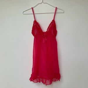 HOT PINK SEE THROUGH BABYDOLL SLIP